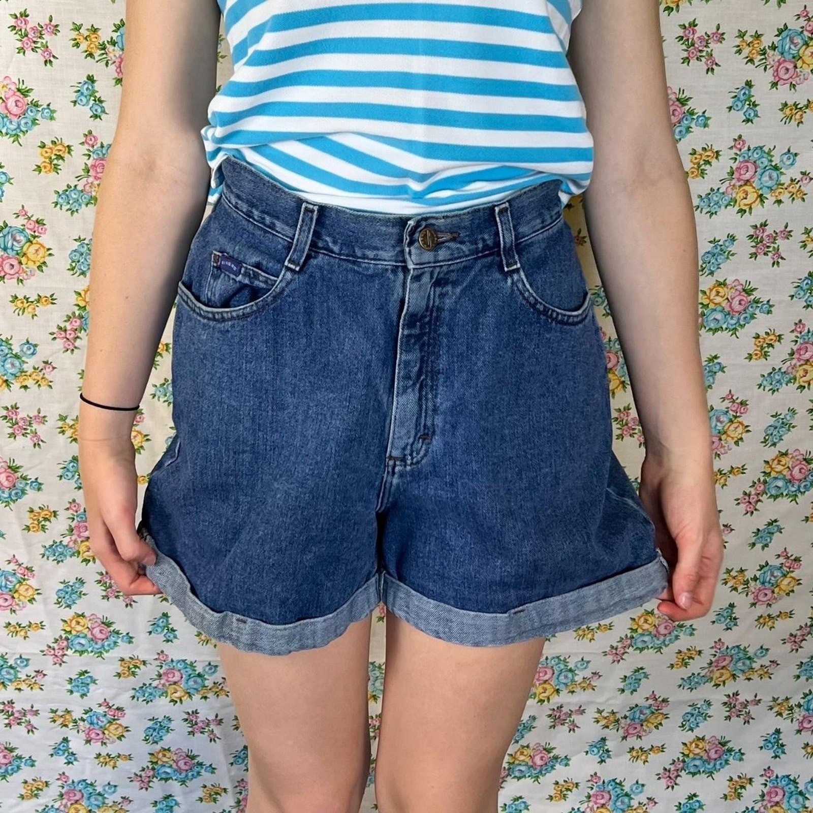 Vintage 90s denim high rise mom shorts RIDERS SIZE 8