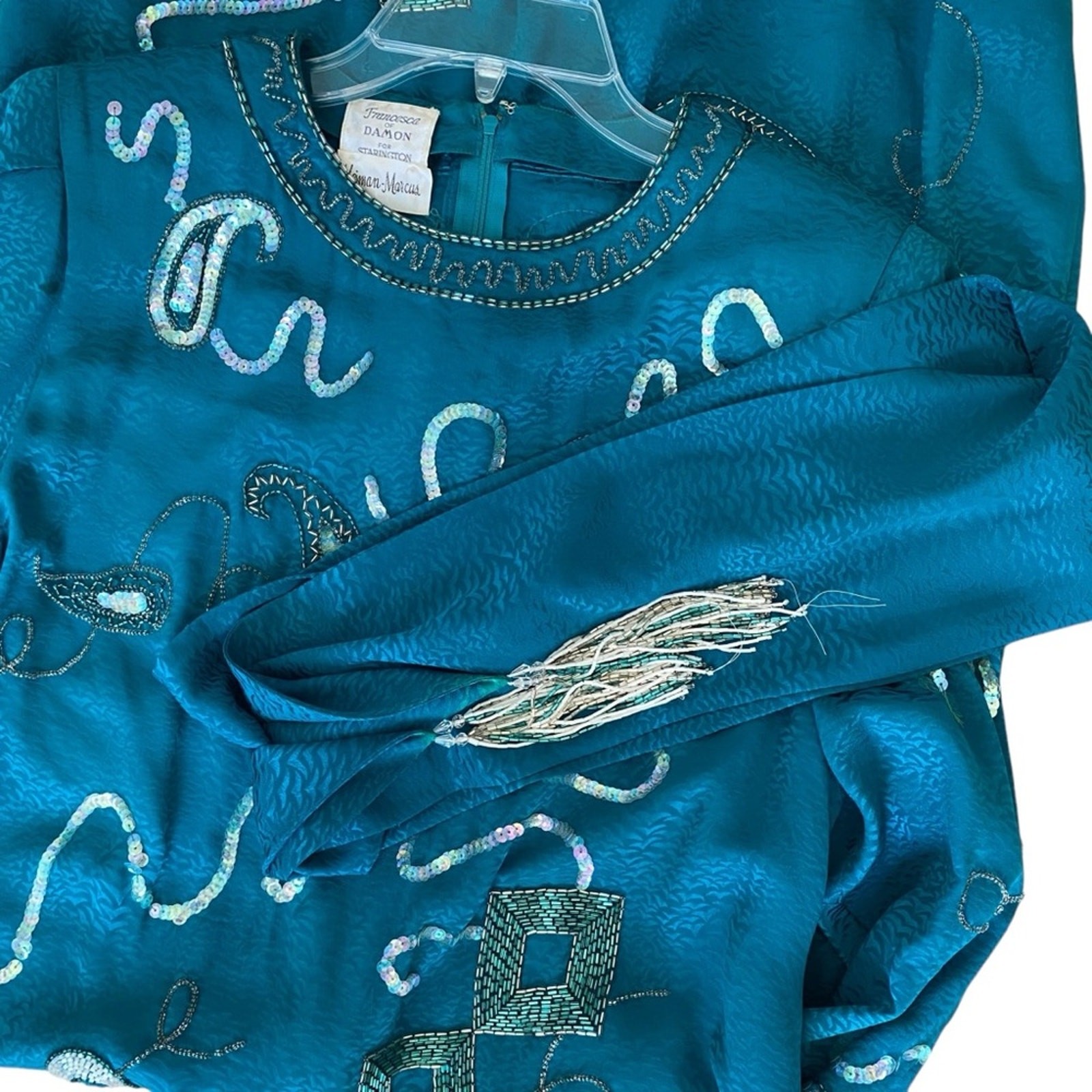 Vintage Francesca of Damon Starington Neiman Marcus Silk Sequin Beaded Dress