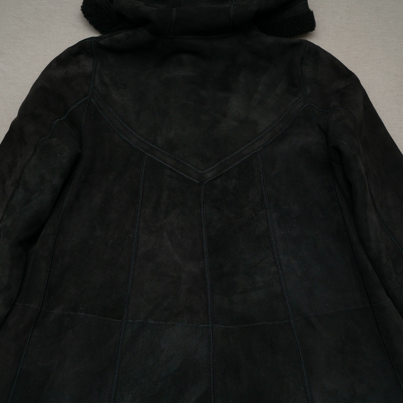 Vintage Yves Saint Laurent Fourrures YSL Suede Fur Button Up Hooded Coat Hoodie