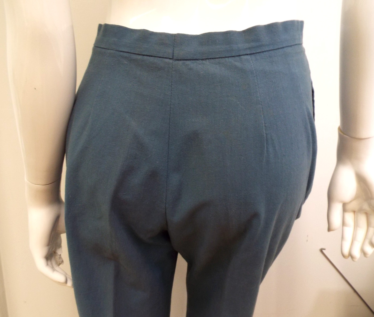Vintage 1970s De Noyer Blue Cotton Womens Pant Suit 36 James Borynack France