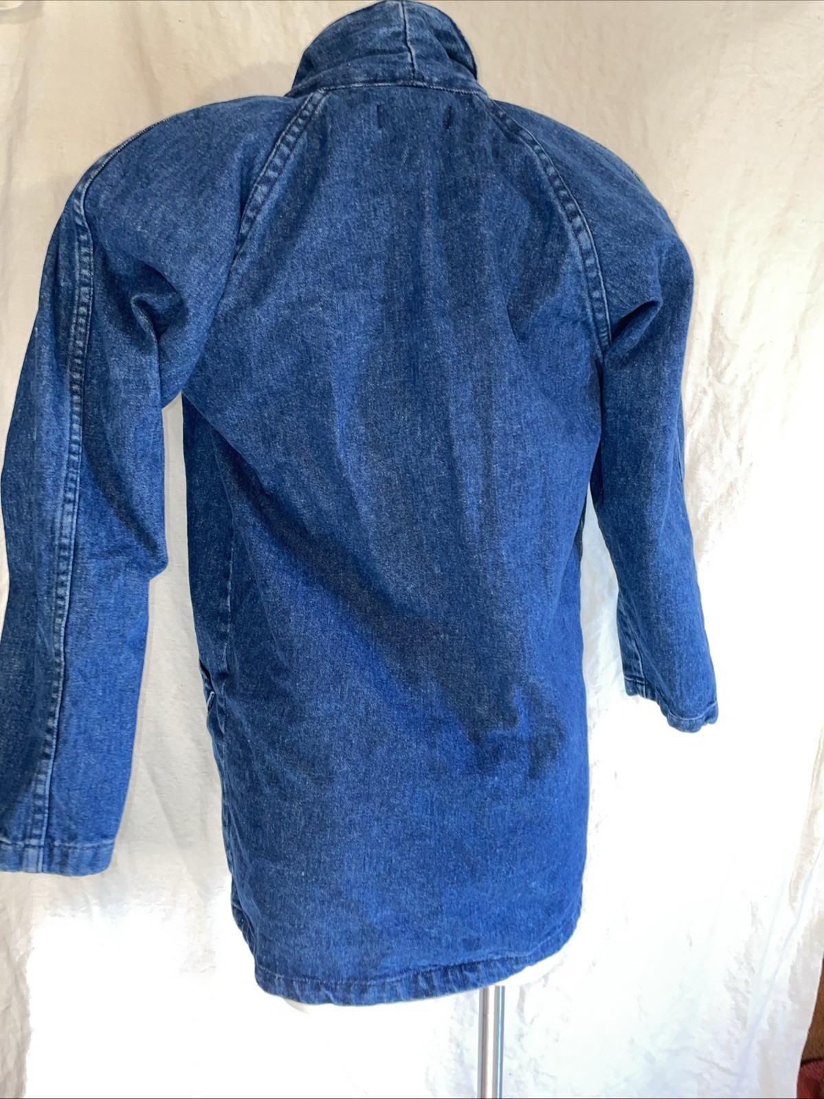 BEBE FURRRINA Sz P Small Women’s Vintage Denim Jacket 1 Snap Dolman Sleeve