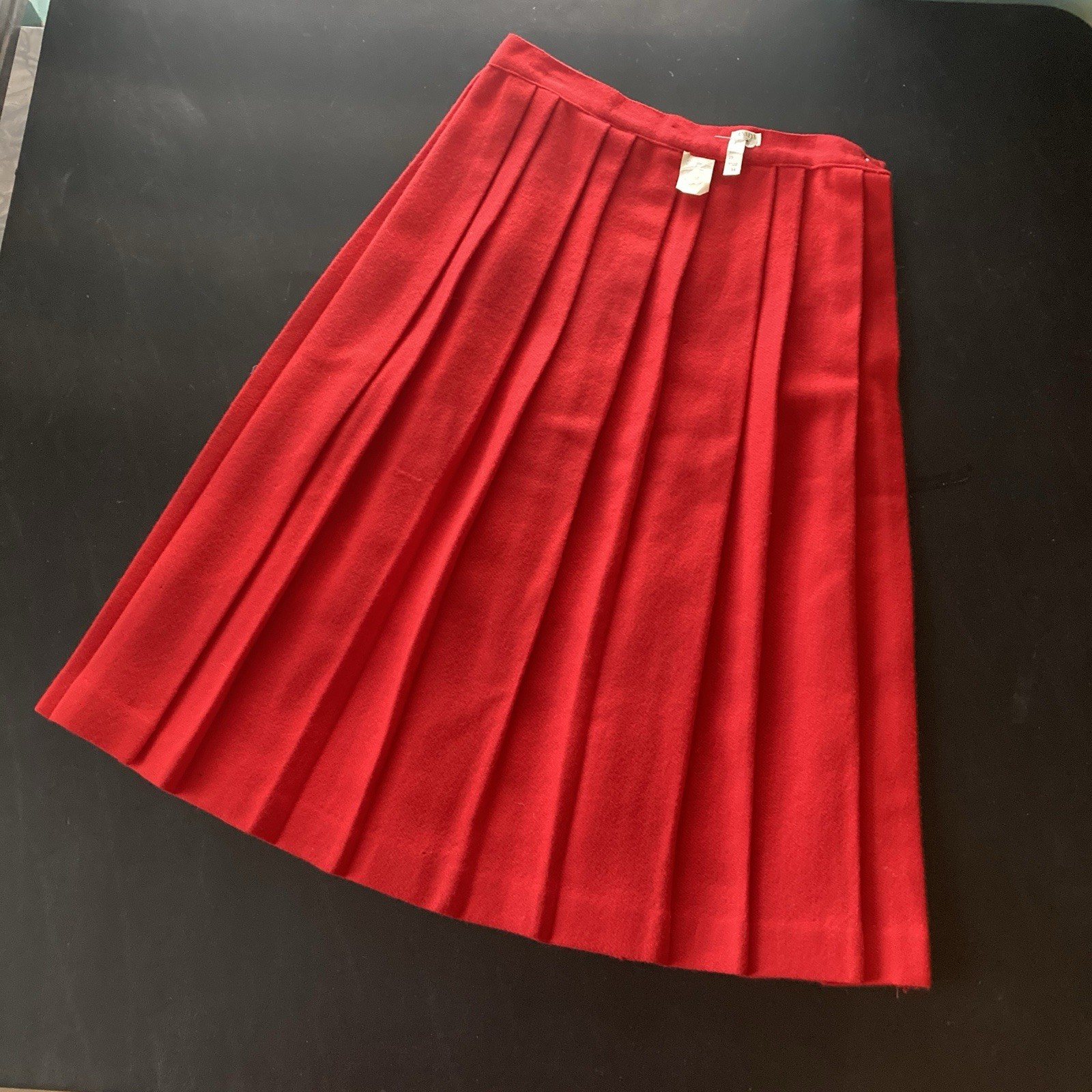 Vintage 50s 60s Penneys Red Wool Pleated Skirt Deadstock JC Penney Secretary