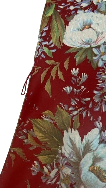 Vintage 1970s red floral midi dress set long sleeve shirt blouse maroon