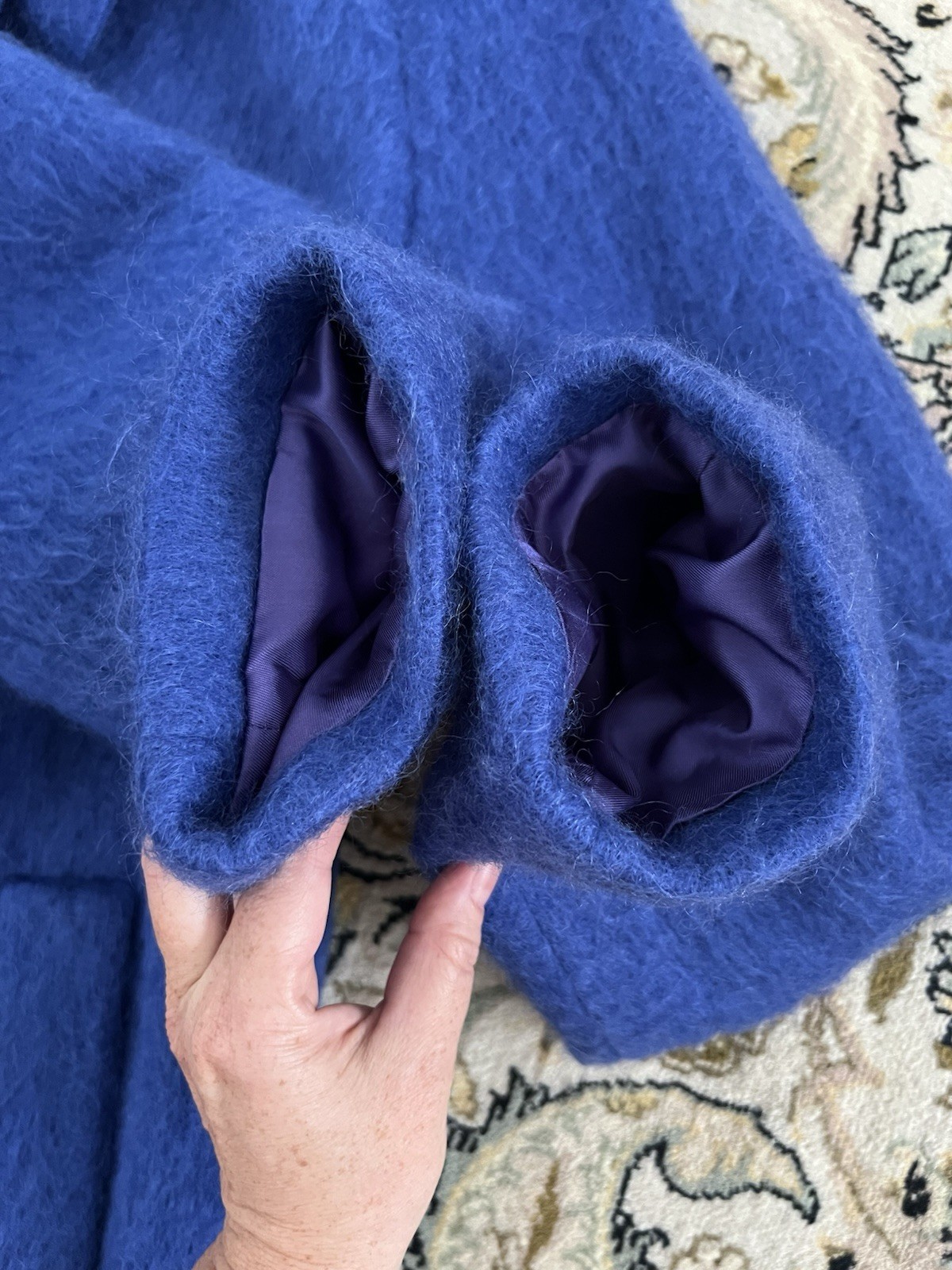 Loring Vintage 90% Mohair Wool Royal Blue Long Coat 14 XL Classic Union Made USA