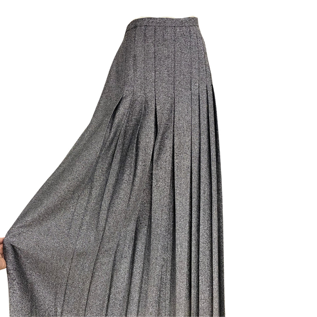 Vtg Vintage 1970s 70s Disco Era Glam Metallic Silver Geoffrey Beene Maxi Skirt