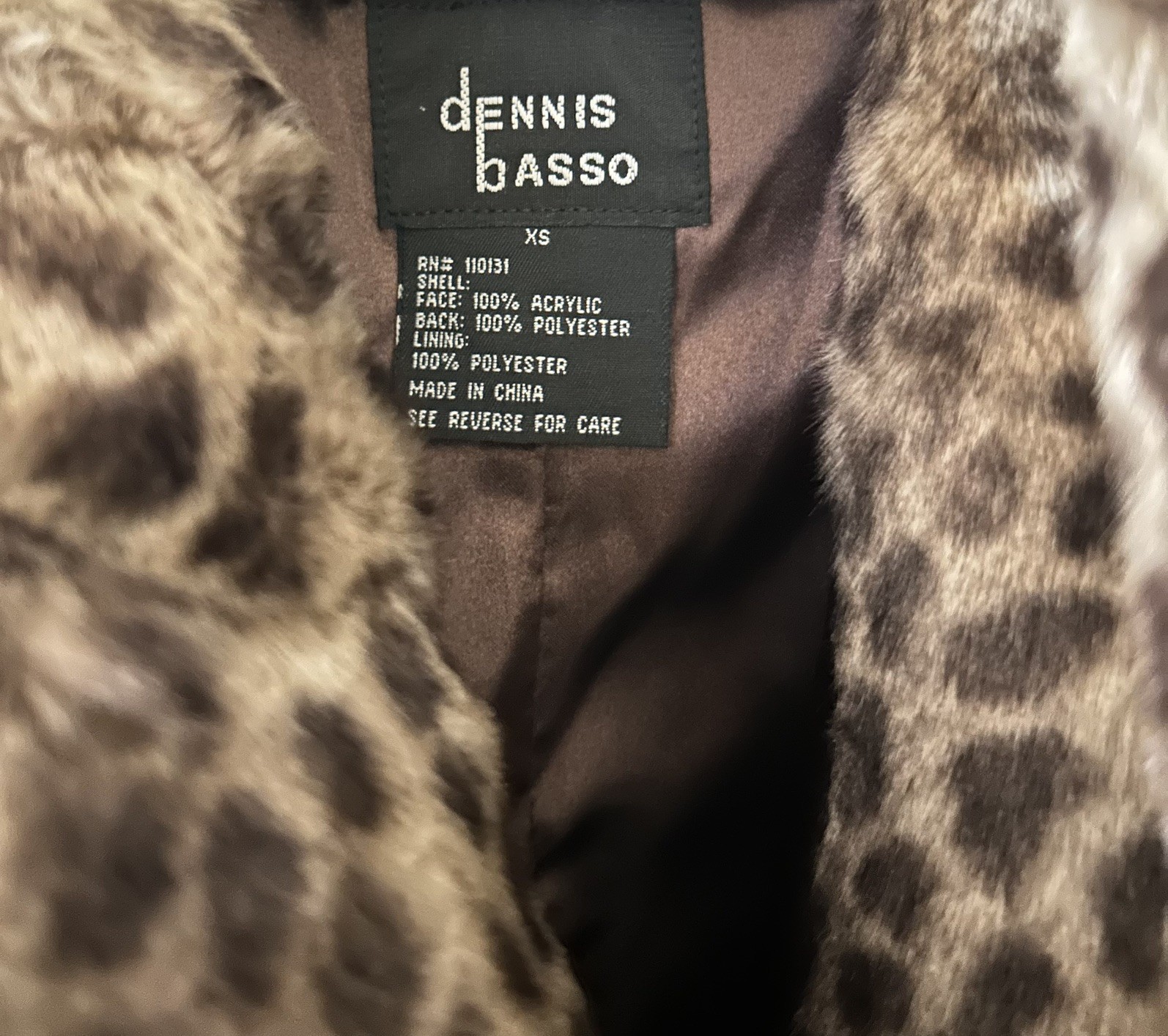 Vintage Y2K Dennis Basso Faux Leopard Print Coat Size XS