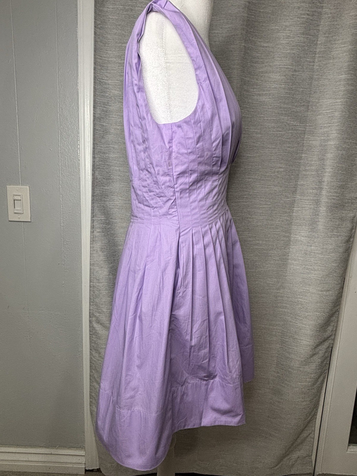 BR Lavender Pleated V Neck Mini Dress Women’s