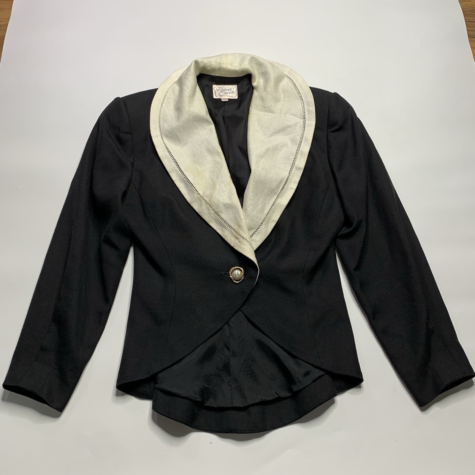 VTG Kathryn Dianos Women’s 6 Linen Preppy Single Pearl Button Collared Old Money