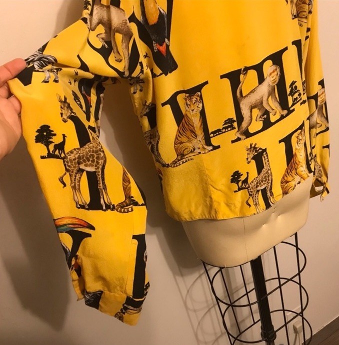 1980’s Peter Martin 100% Silk alphabet animal Long Sleeve shirt top Sz 12
