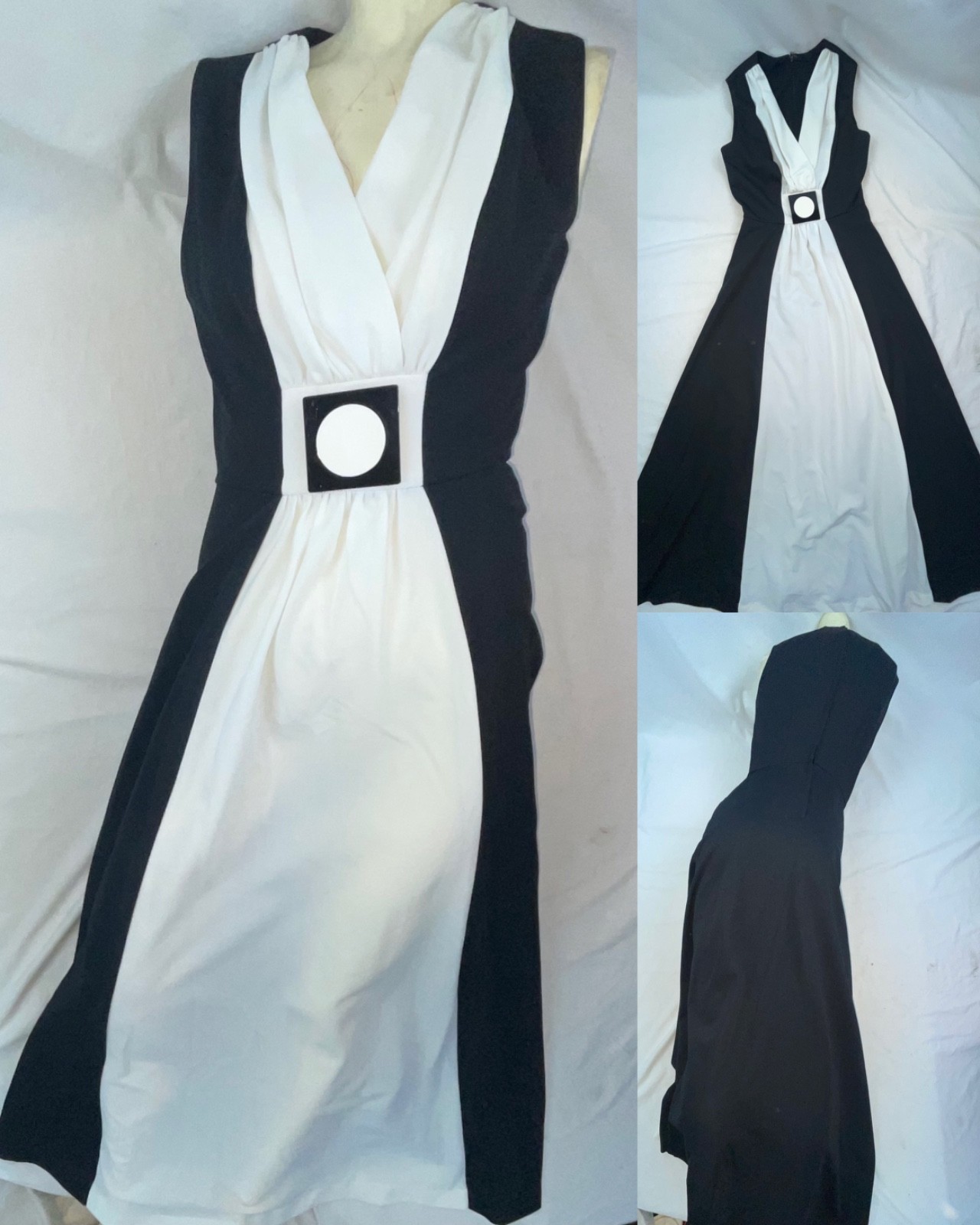 VTG 60S 70S WOMENS S QUEEN OF CLUBS SPADES DISCO MOD RETRO LONG POLYESTER DRESS