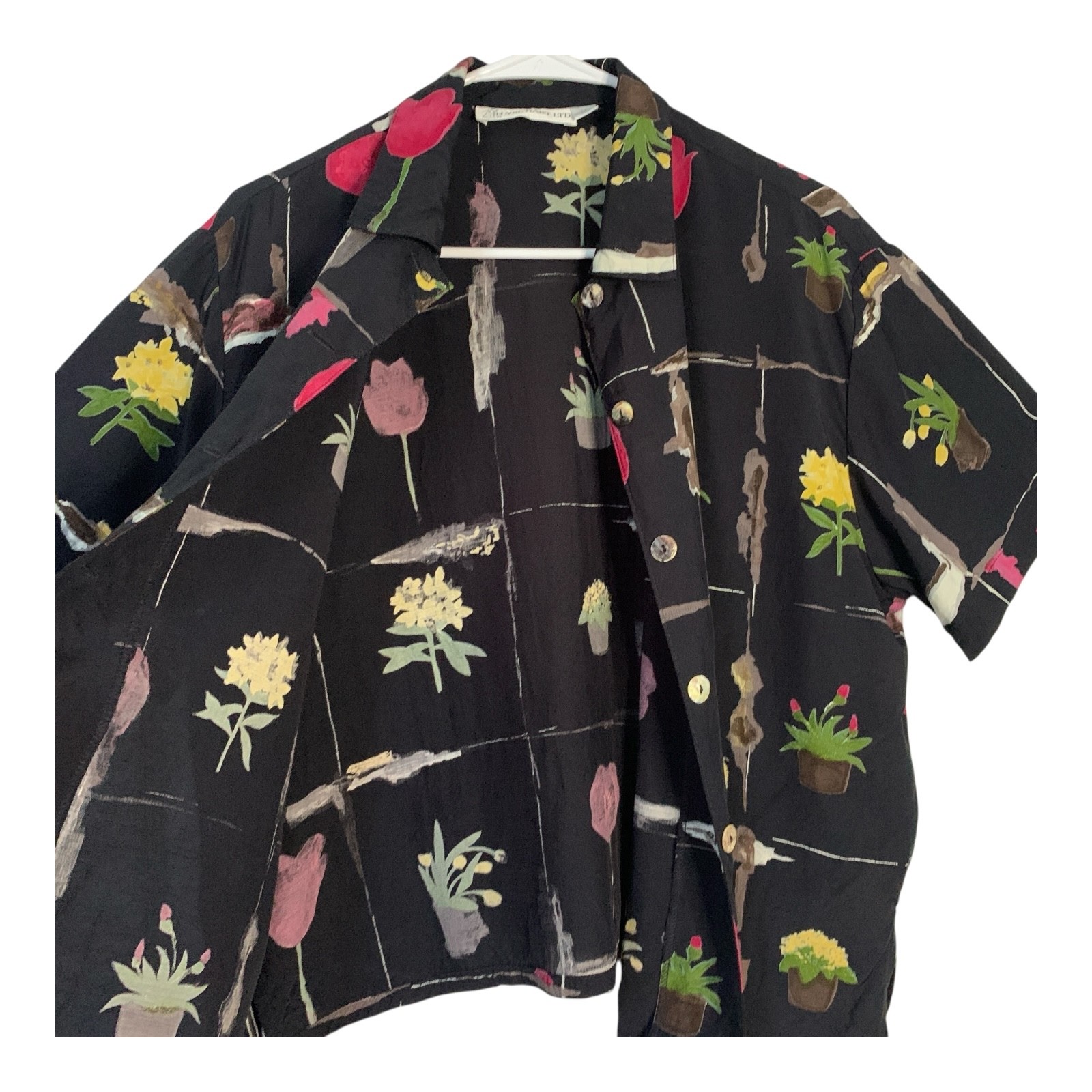 VTG 2-Piece Dress & Jacket Set MEDIUM Black Floral Midi 70s 80s Ilyse Hart LTD