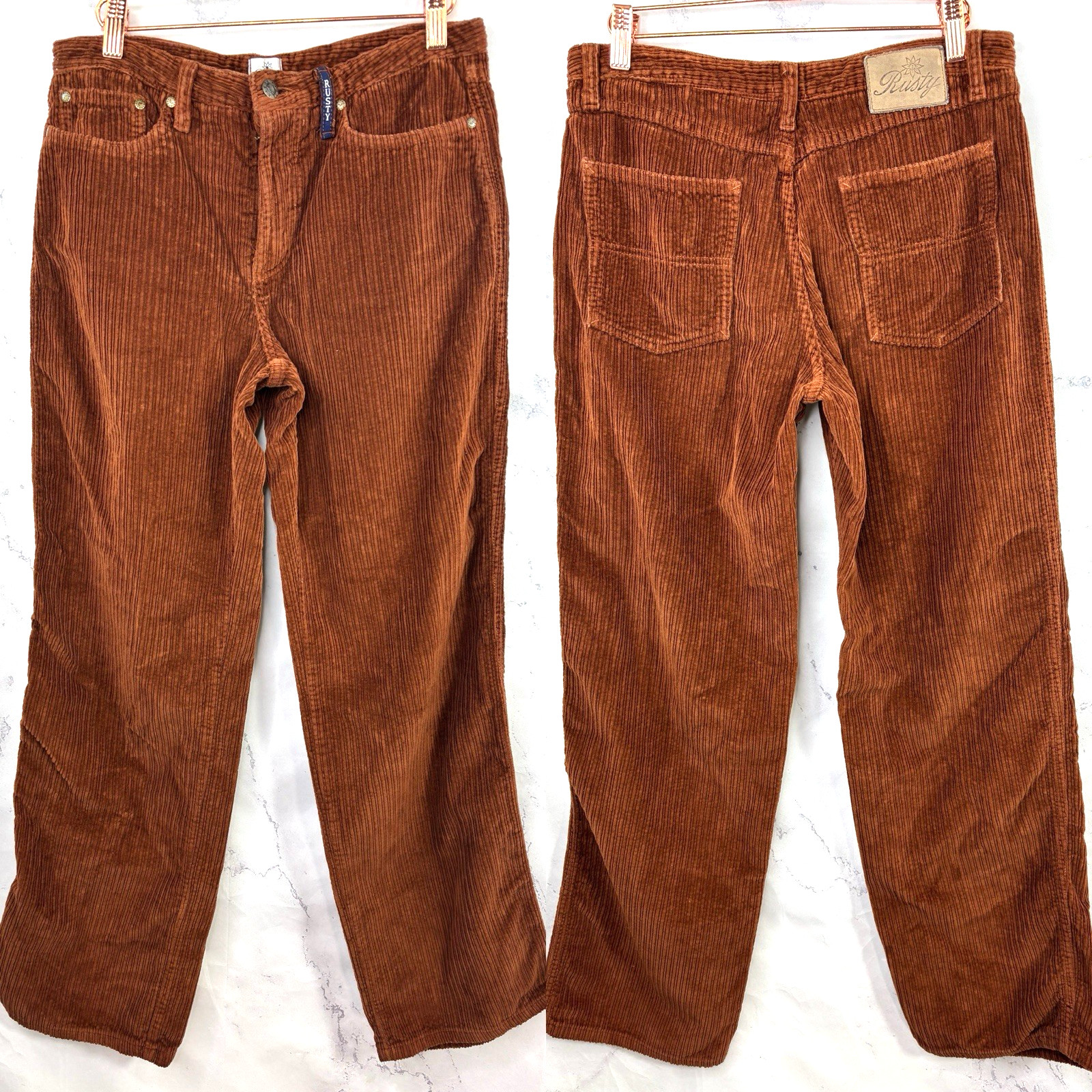 Vintage 90s Y2K Baggy Pants Rusty Brown corduroy 28 Cali girl billabong retro