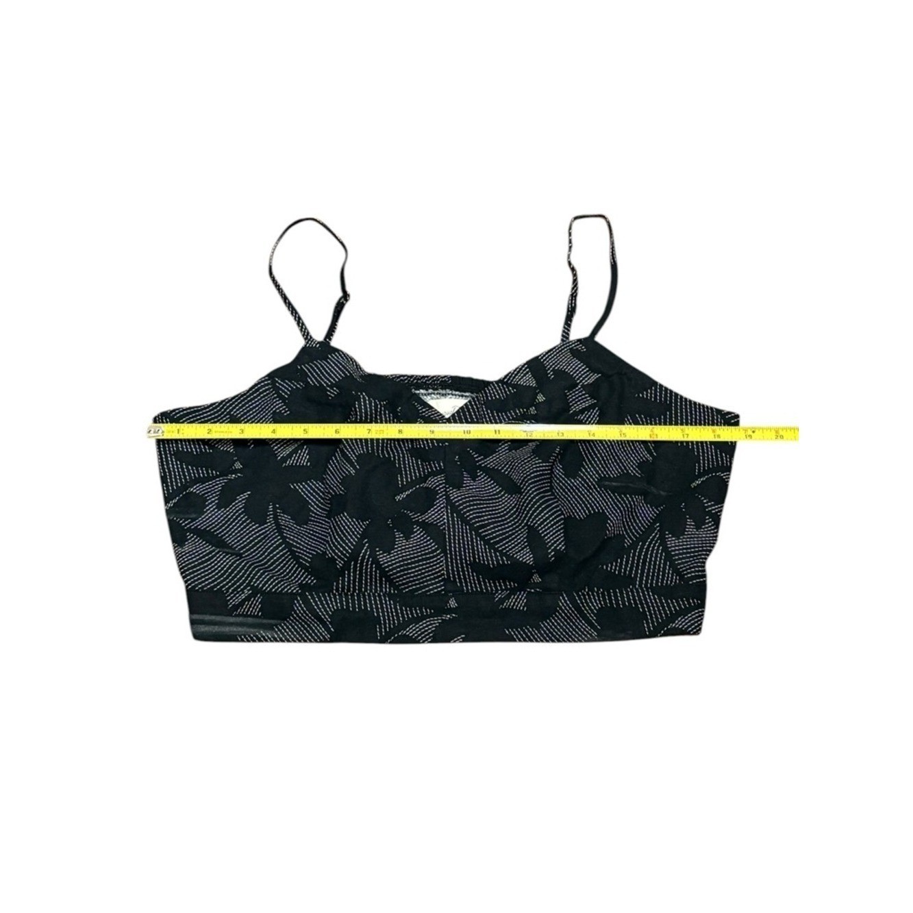Universal Thread Black Floral Linen Blend Crop Cami Top, Size L, NWT