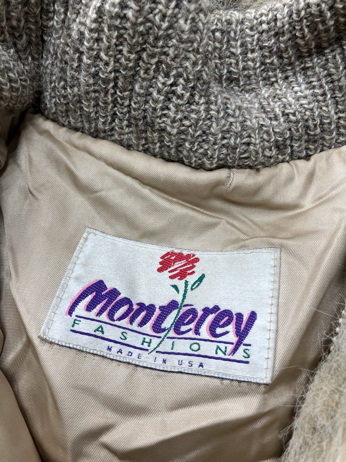 Vintage 80’s Monterey Fashions Spotted Faux Fur Coat Red Wolf Coyote USA 14 P