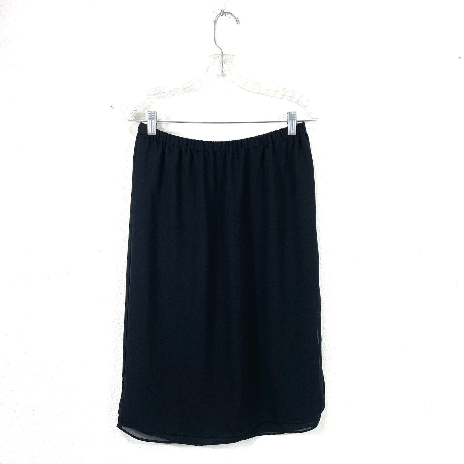 Vintage 1970s Joy Stevens California Sheer Black Layered Knee Skirt Size Medium