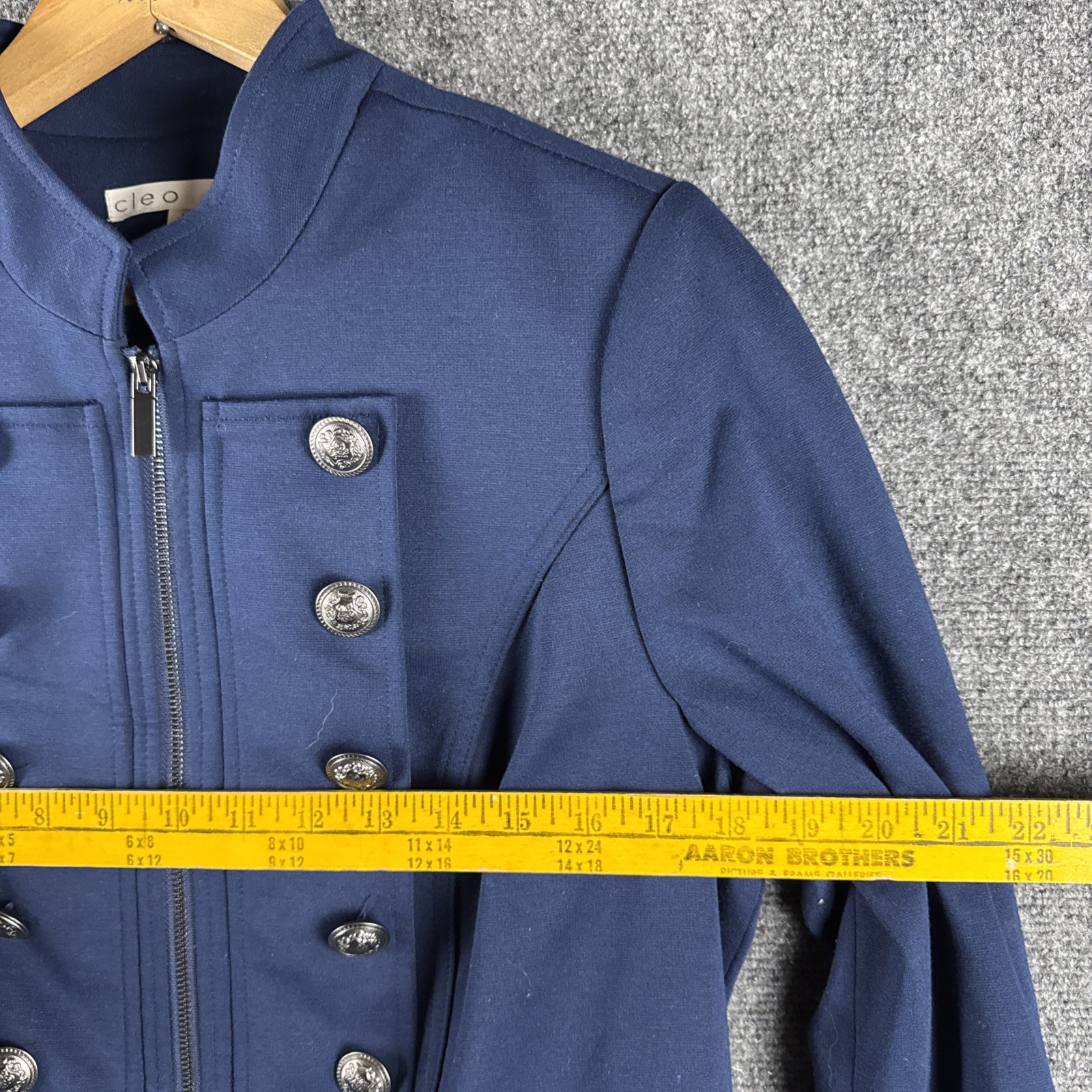 Cleo Navy Blue Button Up Vintage Styled Dress Coat ￼