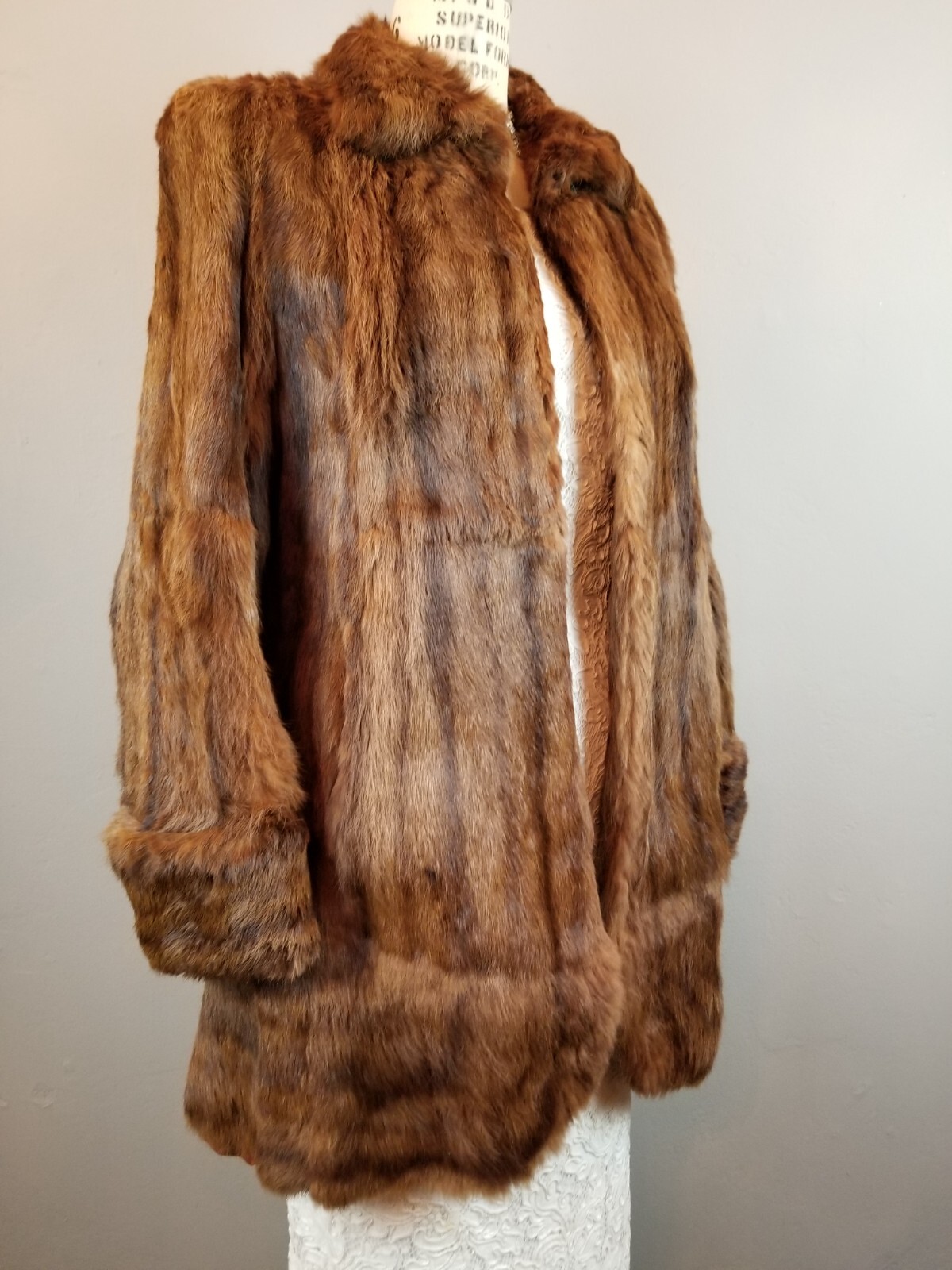 Vintage 1930’s Beautiful Brown Mink Stroller Coat w/Pockets & Embroidered Lining