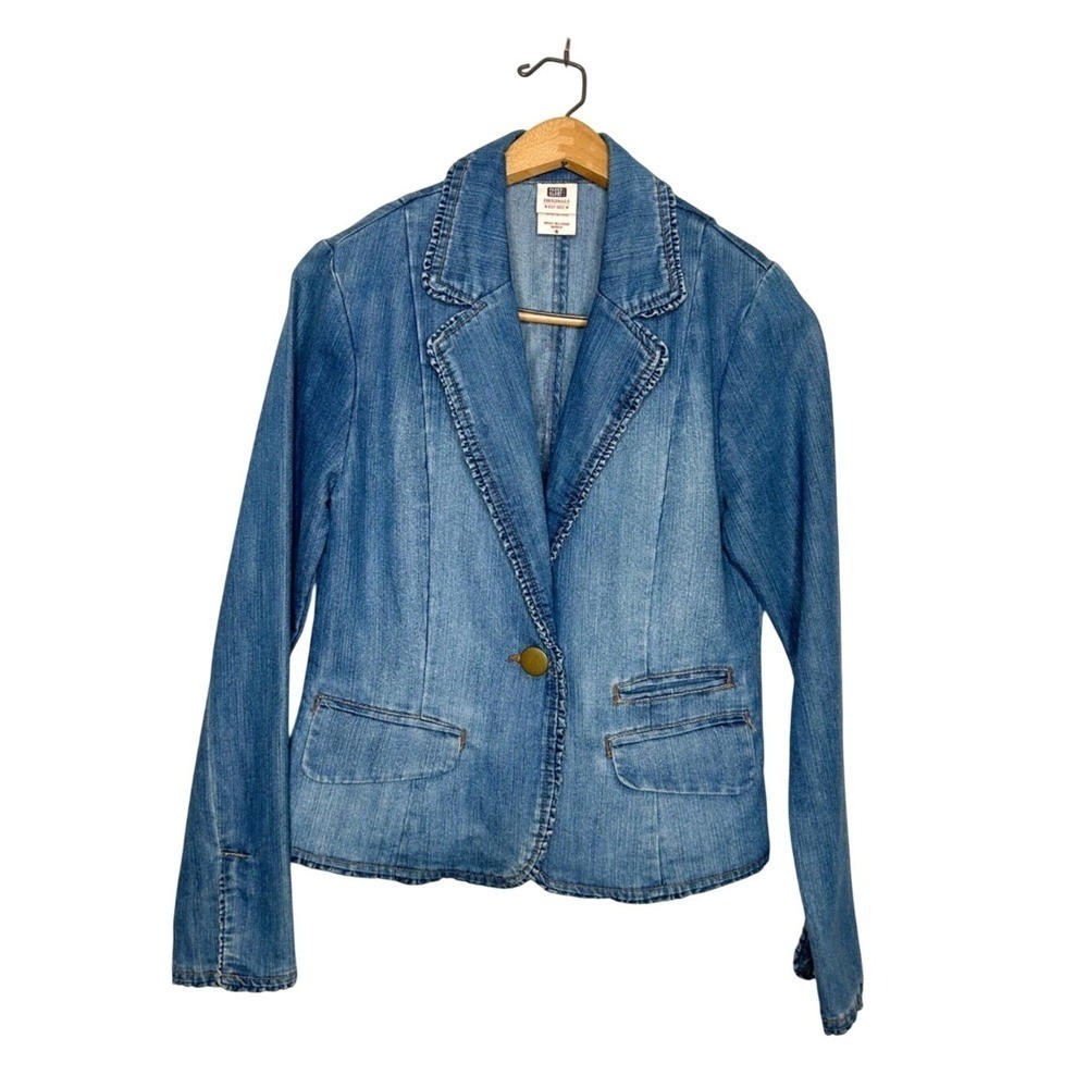 Vintage Faded Glory Y2K Early 2000s Single Button Denim Jean Jacket 8