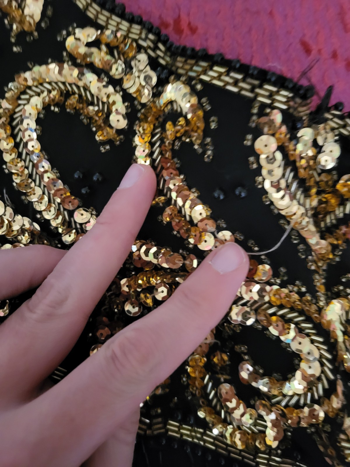 VTG womens 10 Niteline Della Roufogali silk beaded sequins black cocktail dress
