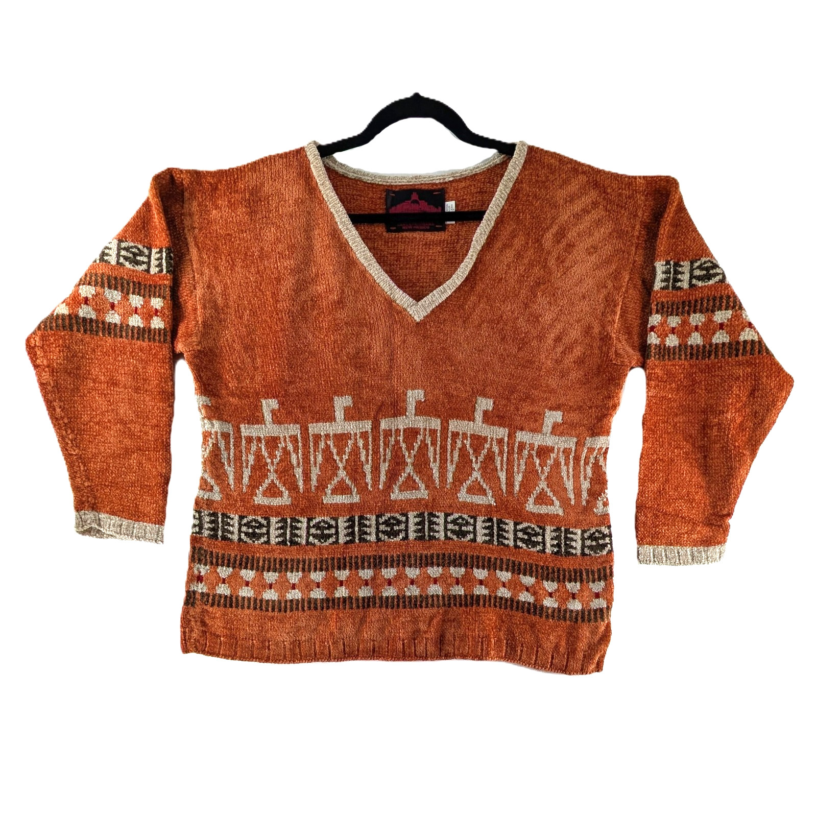 VTG Chenille Sweater Womens Sz Large CB Milligan Santa Fe Southwest Aztec Tribal