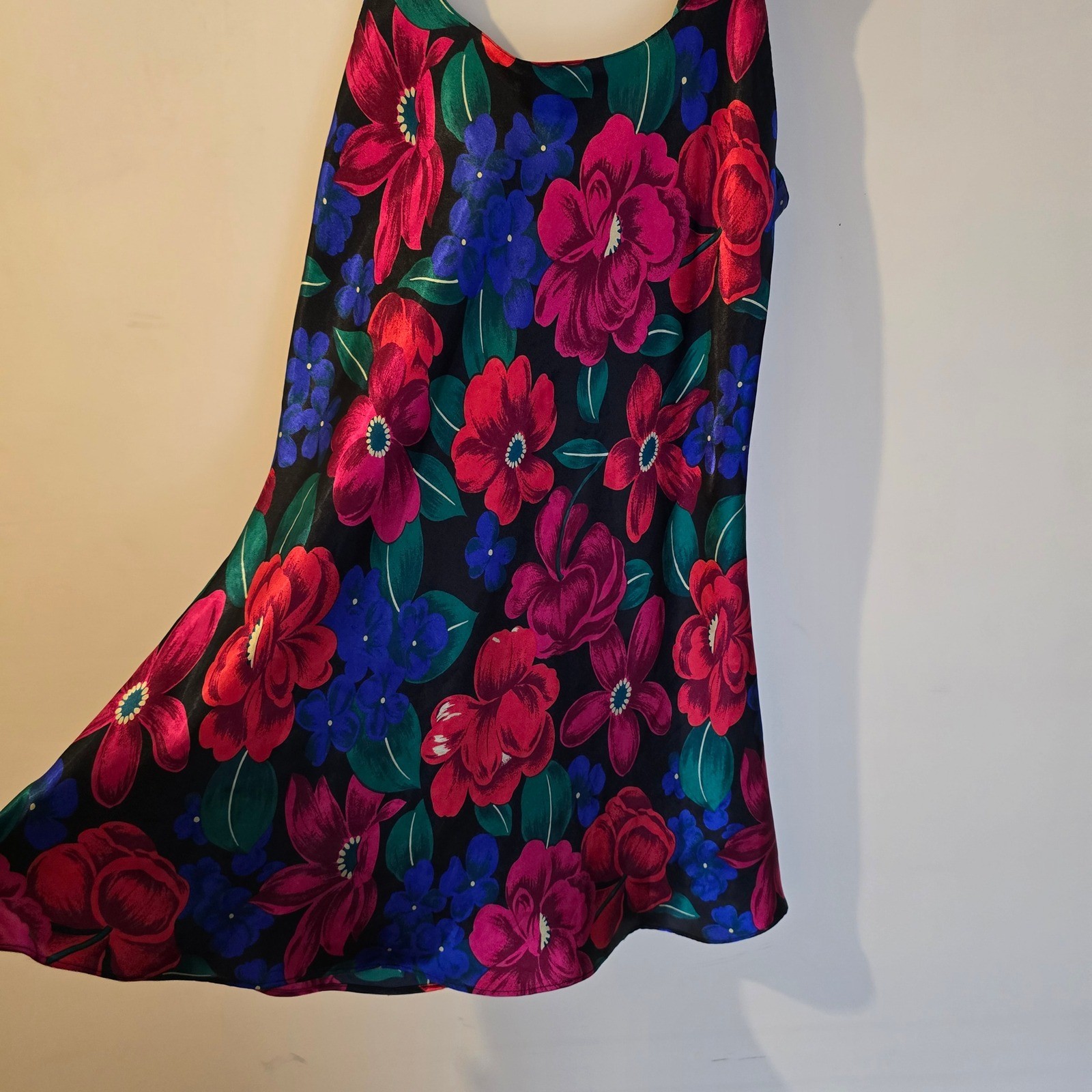 Vintage Sedu Floral Satin Chemise Nightgown Womens Medium Sleepwear