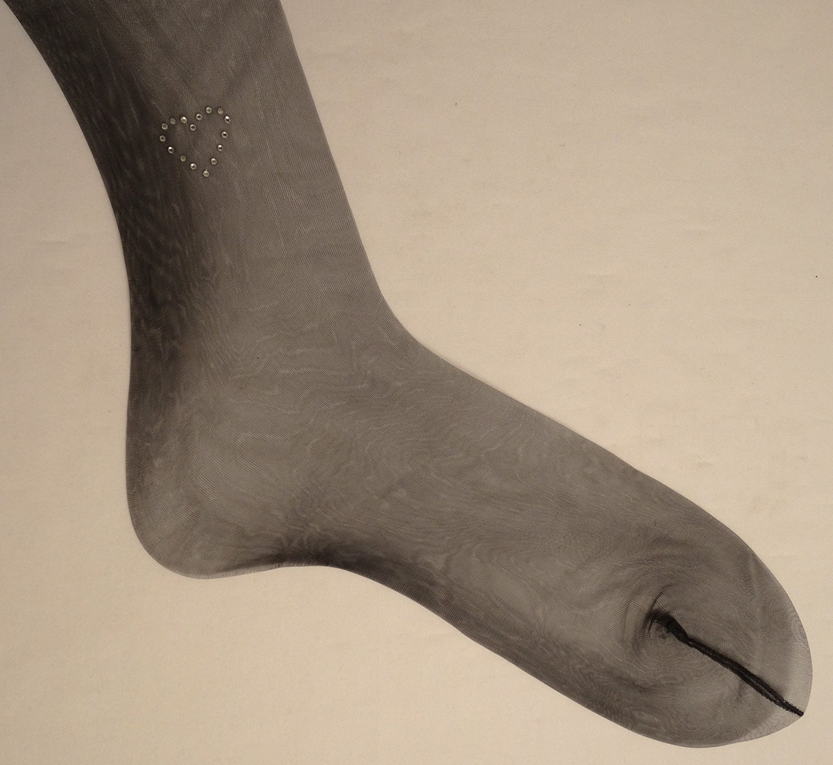 Alberts Vintage Barefoot Stocking with Heart size 10 1/2 Long 1 pr Black RARE!