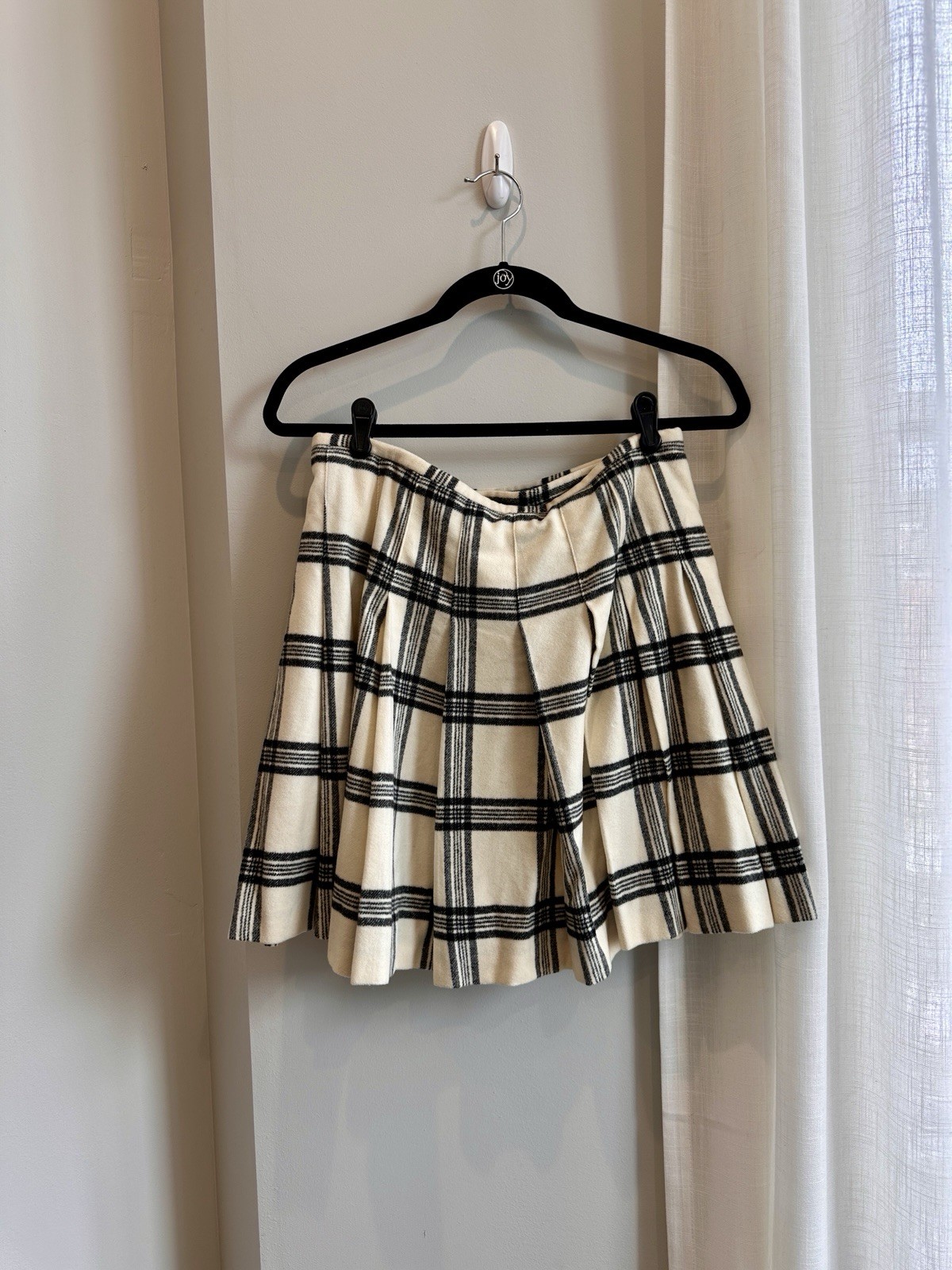 Women’s Vintage Banana Republic Plaid Kilt Pleated Wool Skirt Leather Buckles, 4