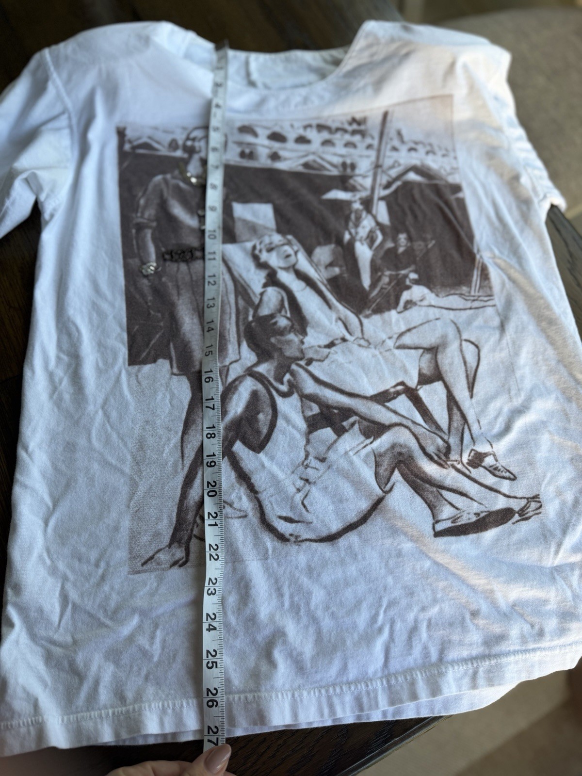 Vintage 80s Olsen Italy Graphic T-Shirt White Cotton Shoulder Pads Size 38 (M-L)