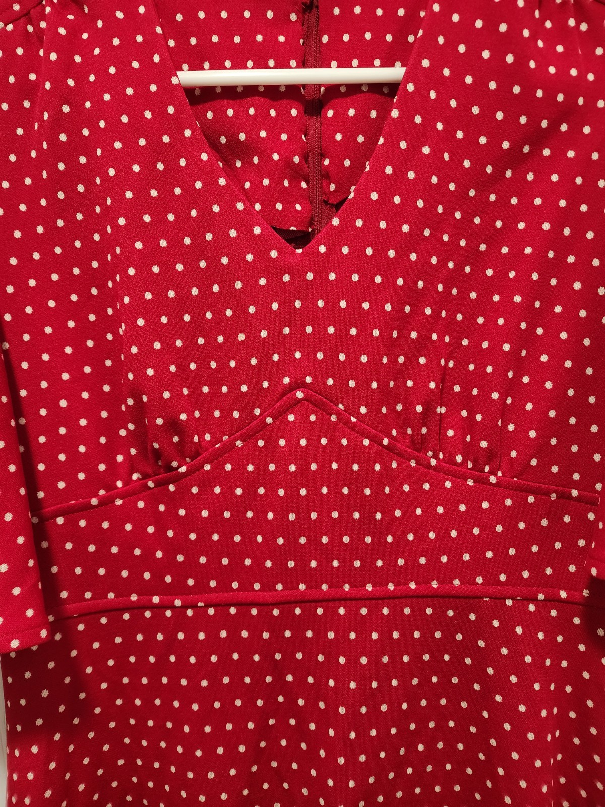 Vtg 60 70s Vicky Vaughn Red Polka Dot Fit Flare Flutter Sleeve Maxi Dress Sz Med