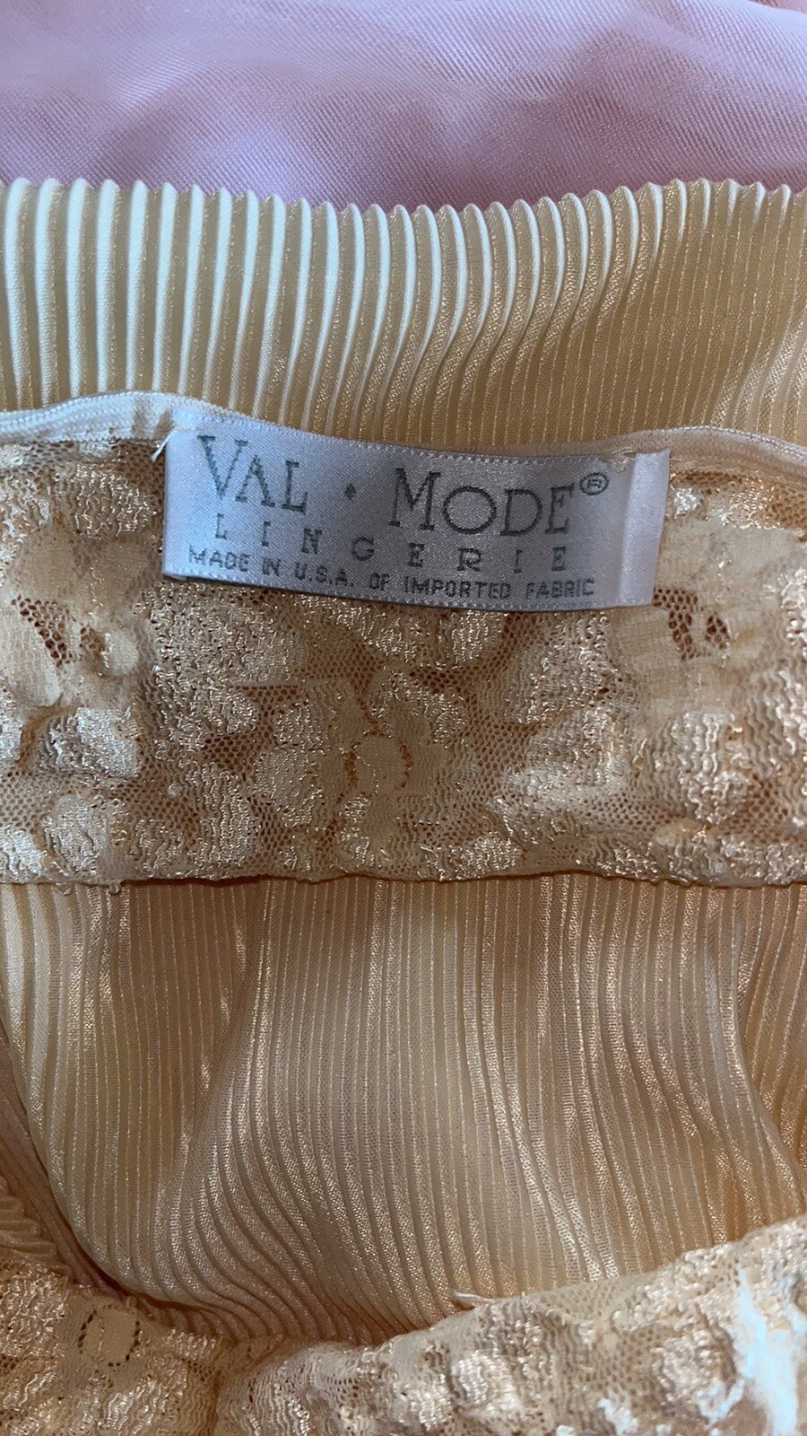 Vtg Val Mode Short Pleated Bottom~Lace Top Nightgown~sz M~Lingerie~Babydoll