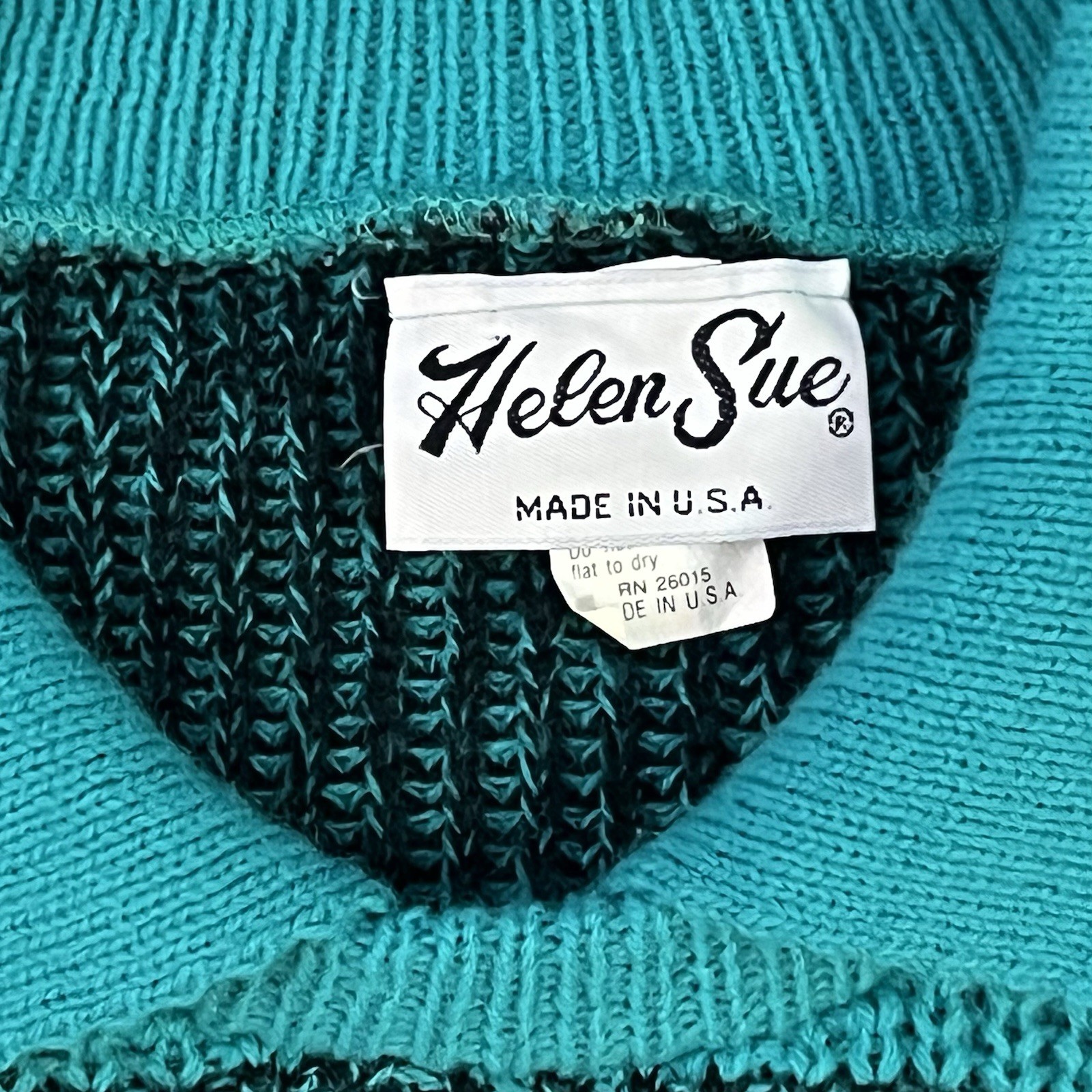 Vintage 80s Helen Sue Sweater Women’s L/XL Boxy Oversized Pullover Green/Black