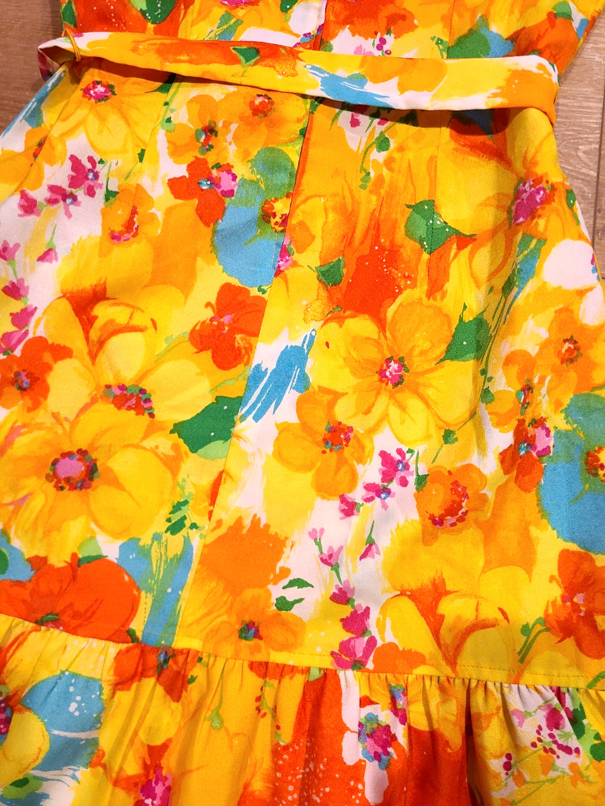 Vintage 70s Liberty Circle Mod Floral Print Shift Dress Hawaiian Size 16
