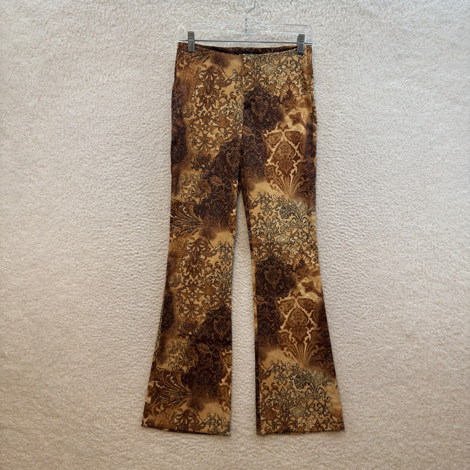 90s Y2K Vintage Bootcut Flare Pants 4 26 Brown Pattern 70s Boho Hippie Festival