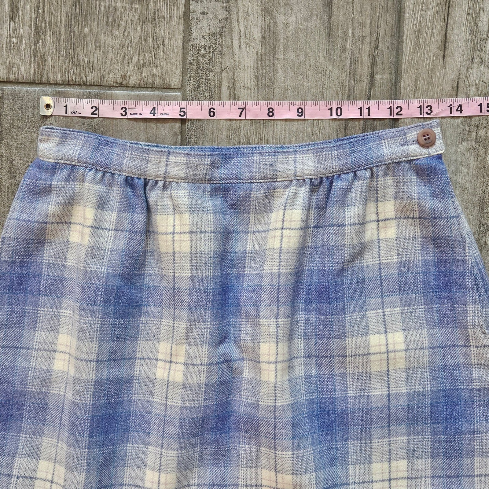 Pendleton Plaid Skirt Size 8 Vintage Blue Pure Virgin Wool Tartan Academia