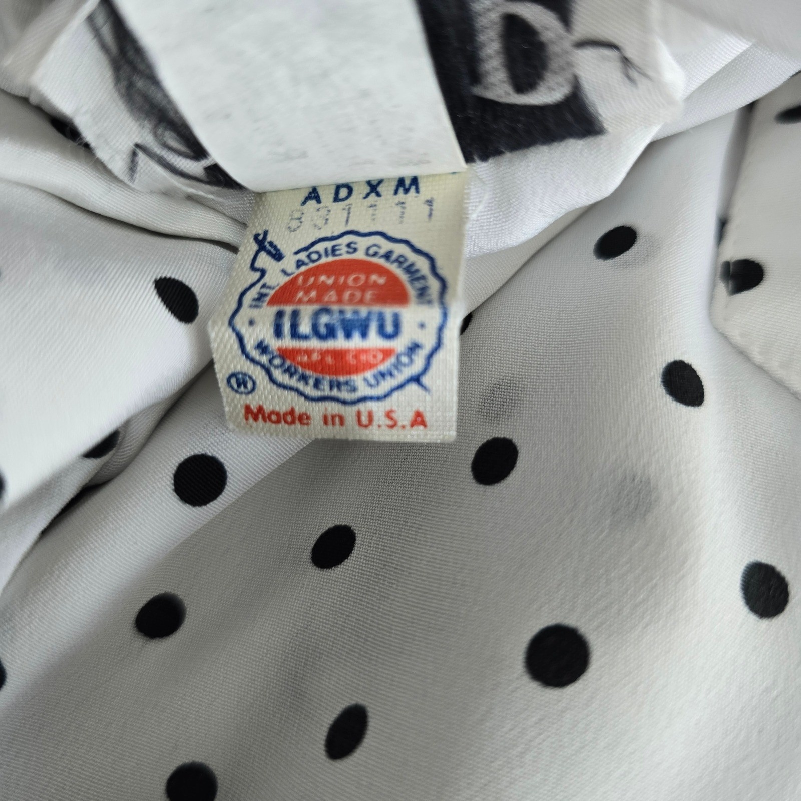 Vintage VLP Petites Polka Dot Dress White Black Belted ILGWU Made in USA Size 14
