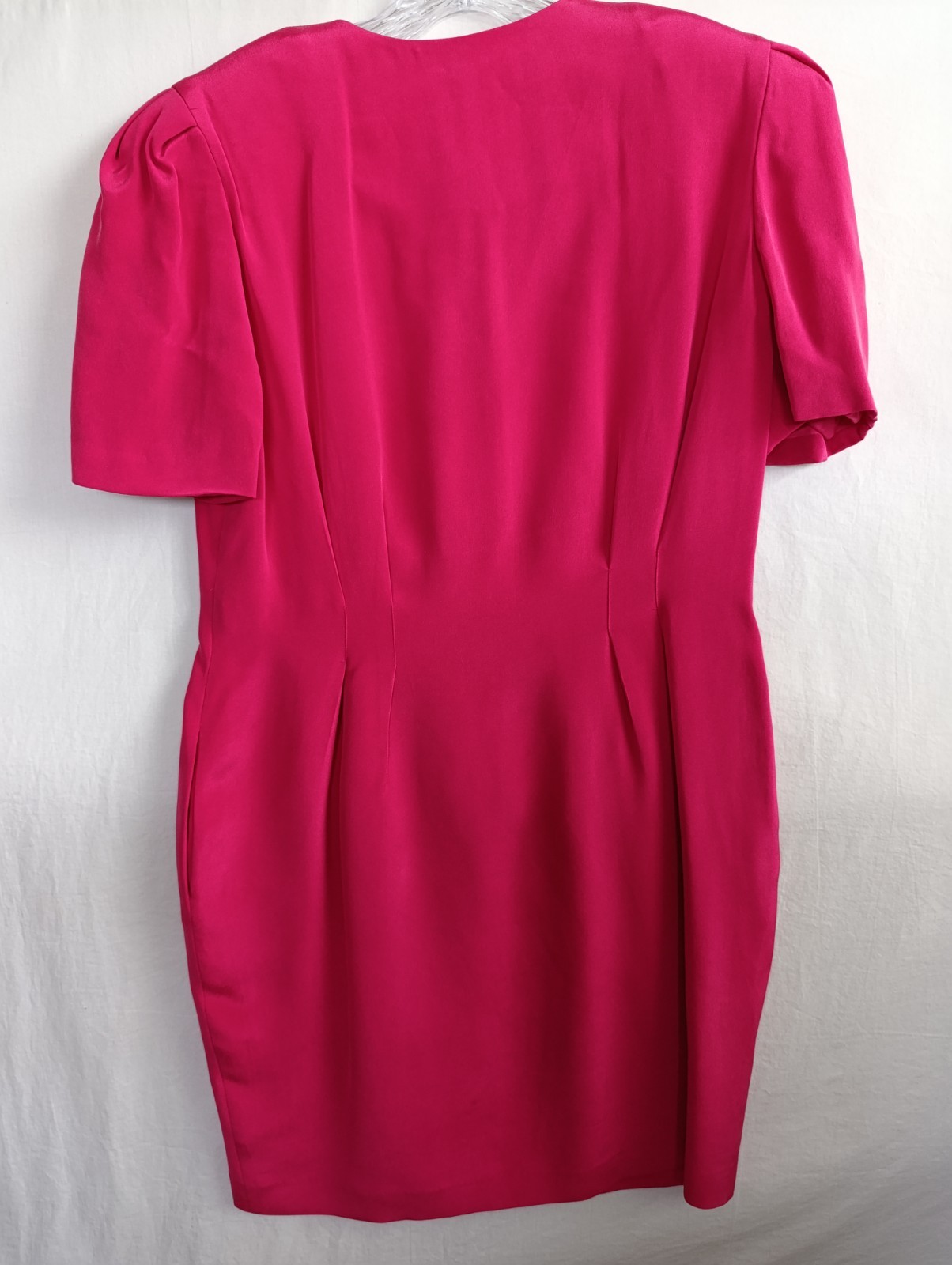 Vintage Patrick Collection 100% Pure Silk Pink Dress Button Up Pockets Size 12