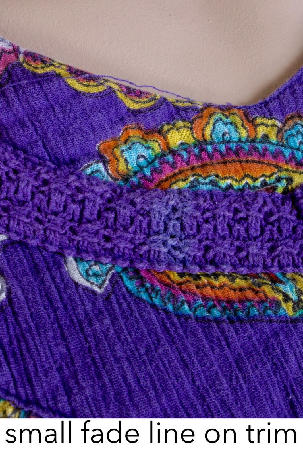 Plus sz 1X Vintage 70s Purple Paisley Hippie Mod Mini Nap Dress w Pockets