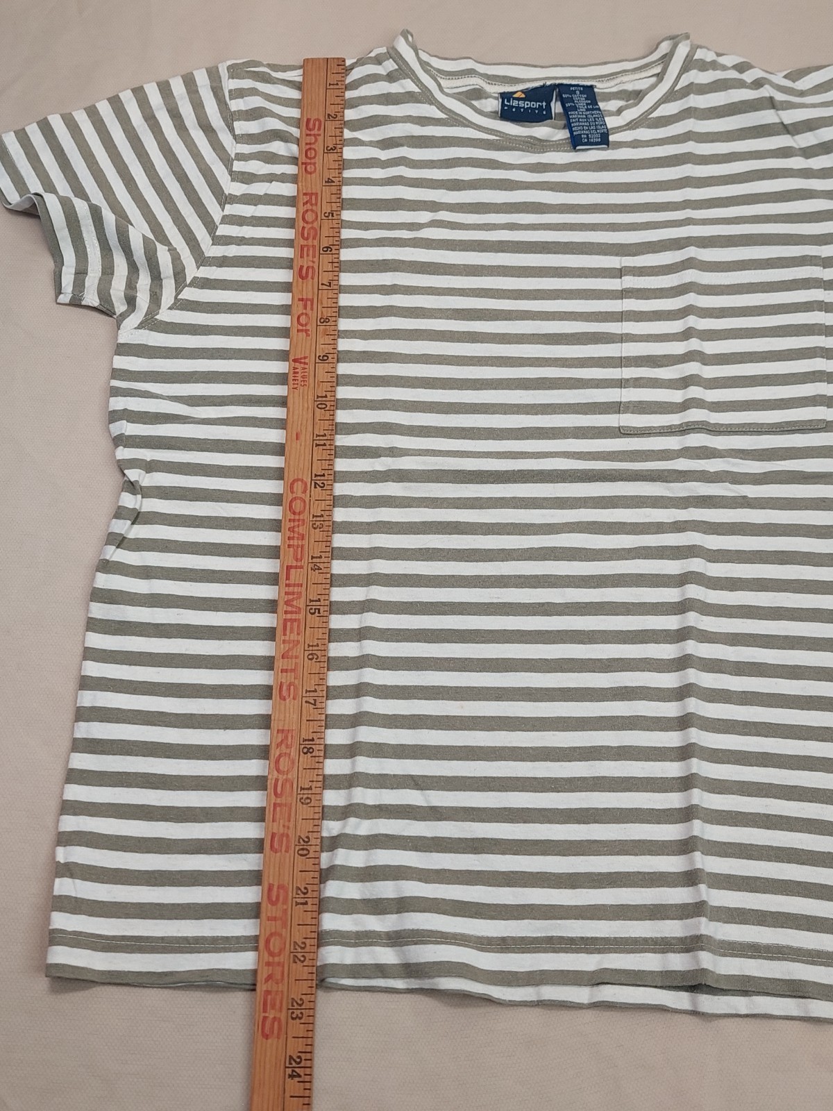 Vintage 90s Lizsport Stripe Tee Cotton Linen Top Sm Normcore Coastal Grandma