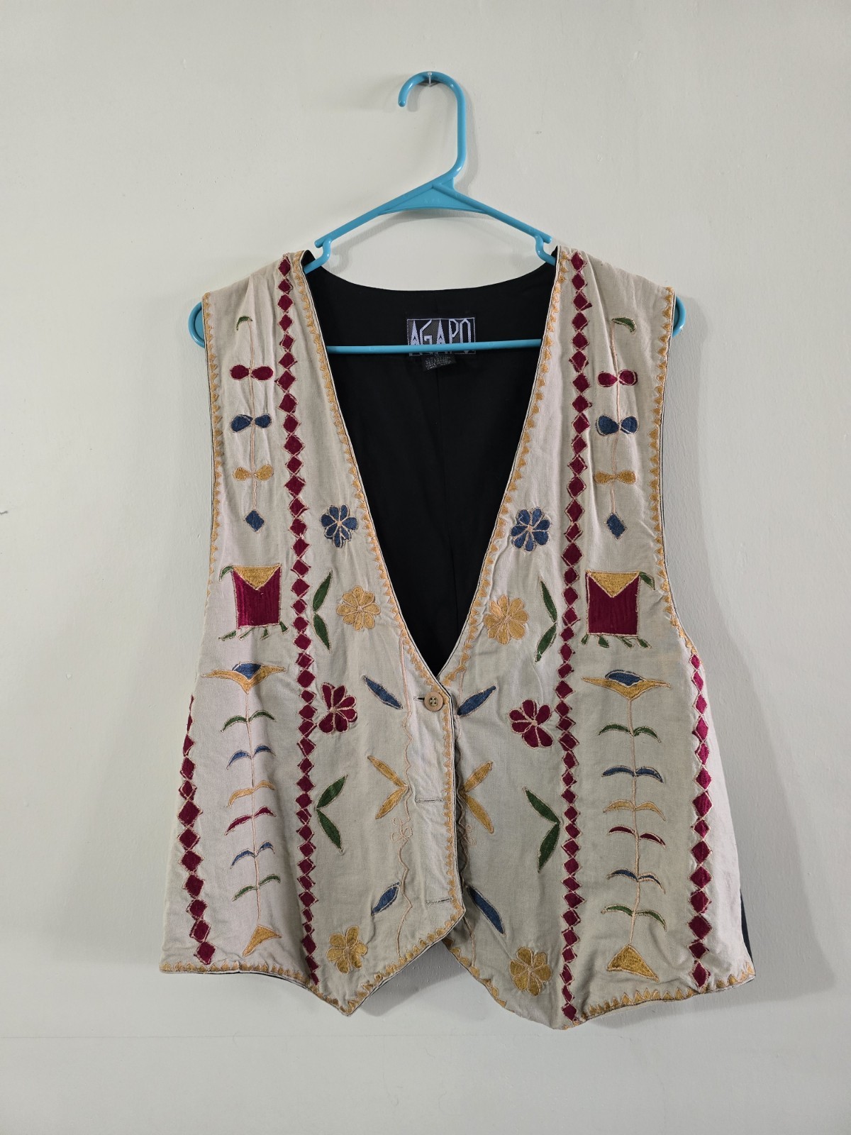 BOHO HIPPIE Vtg 1970s Agapo Women’s Embroidered Vest