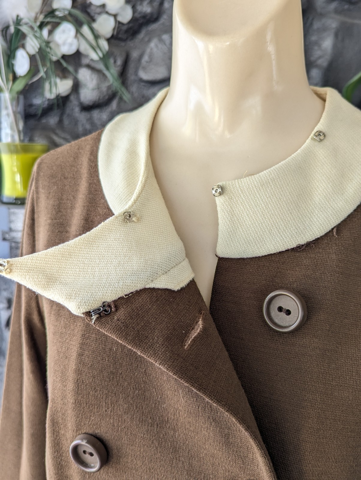 60s Vtg JONATHAN LOGAN Knit Designer Dress Mini Drop Waist Dbl Breasted Sz M