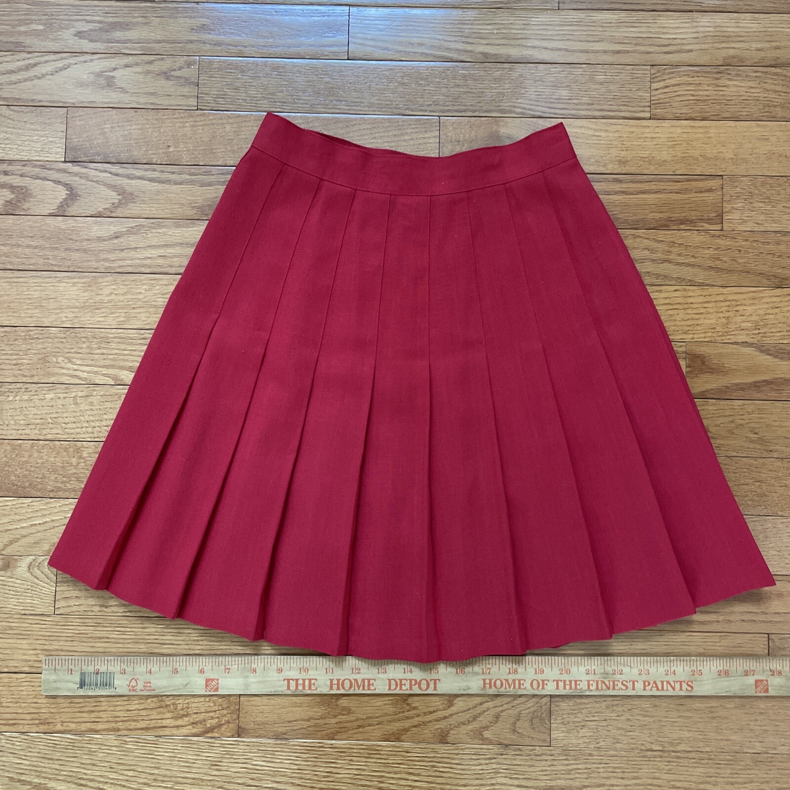 VTG Deb Womens Casual Pleated Button Zip Red A Line Skirt XS Tennis Cheer Style