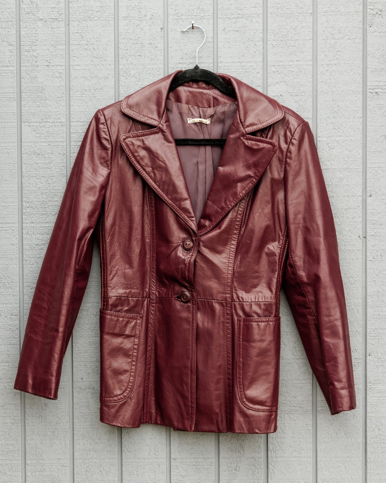 Vintage 70s Red Rust Brown Leather Blazer Jacket Coat – 80s 90s