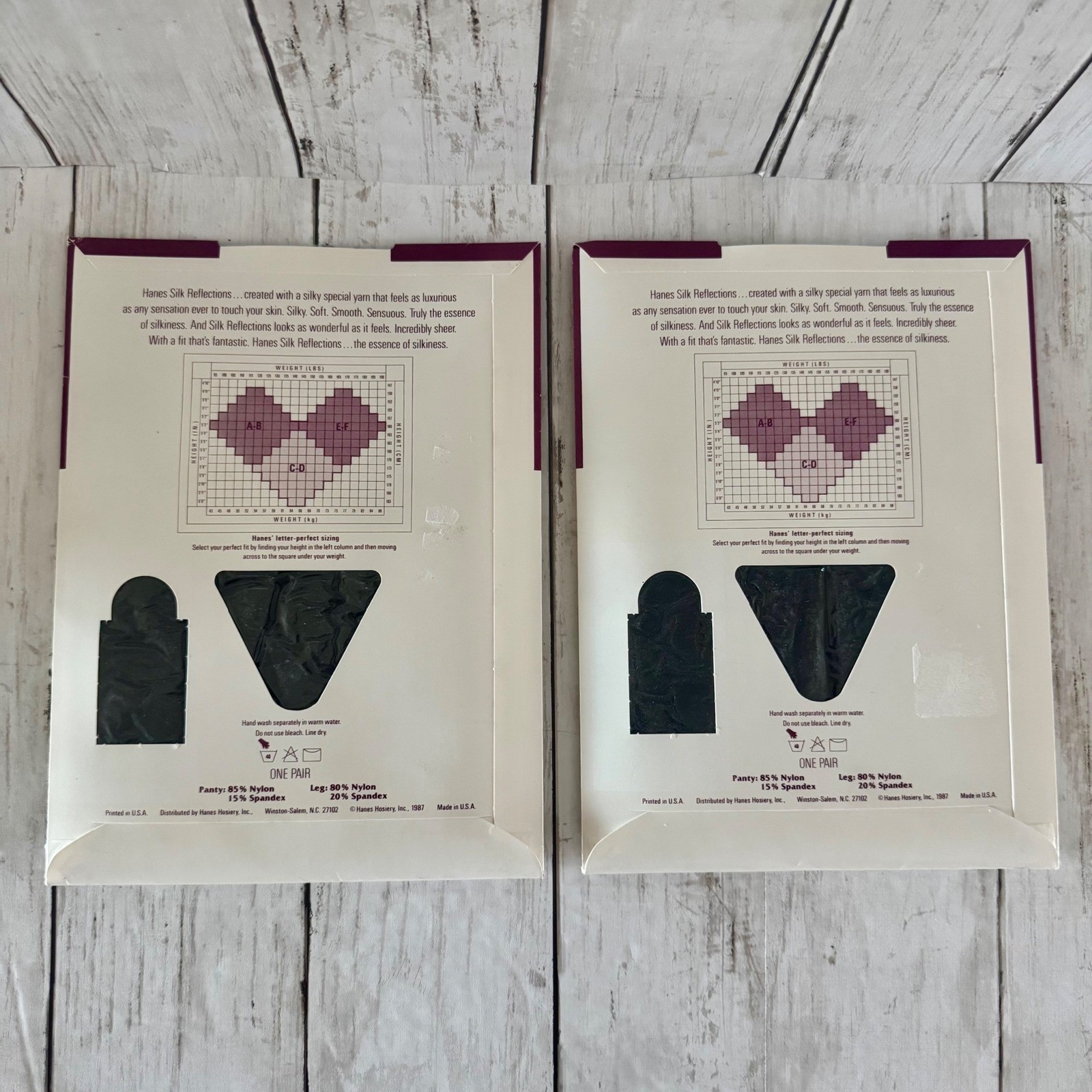 2PK Vintage Hanes Silk Reflections Pantyhose 719 Jet Black Size CD Sandalfoot