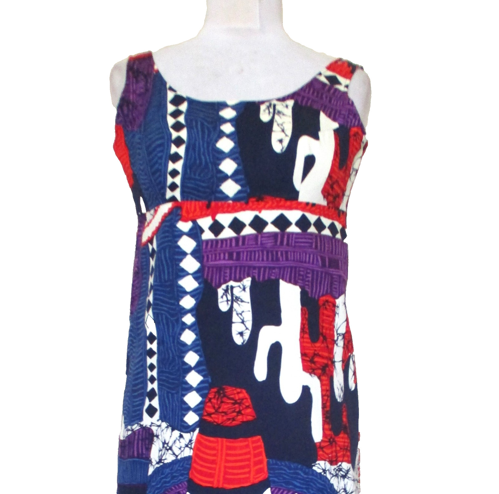Vintage Mexican Dress XS/S Women Sombrero & Cactus Print Sleeveless