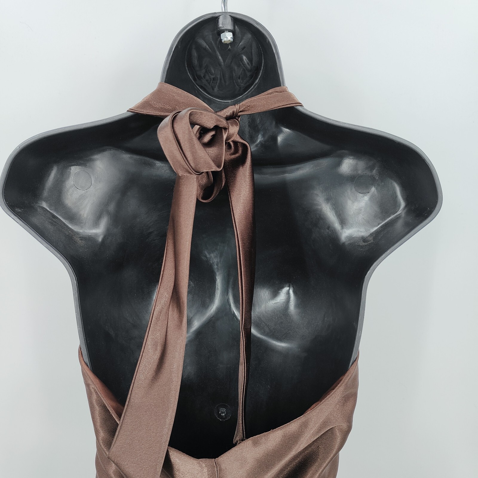 Vintage Jessica McClintock Chocolate Brown Satin Halter Gown Size 5/6