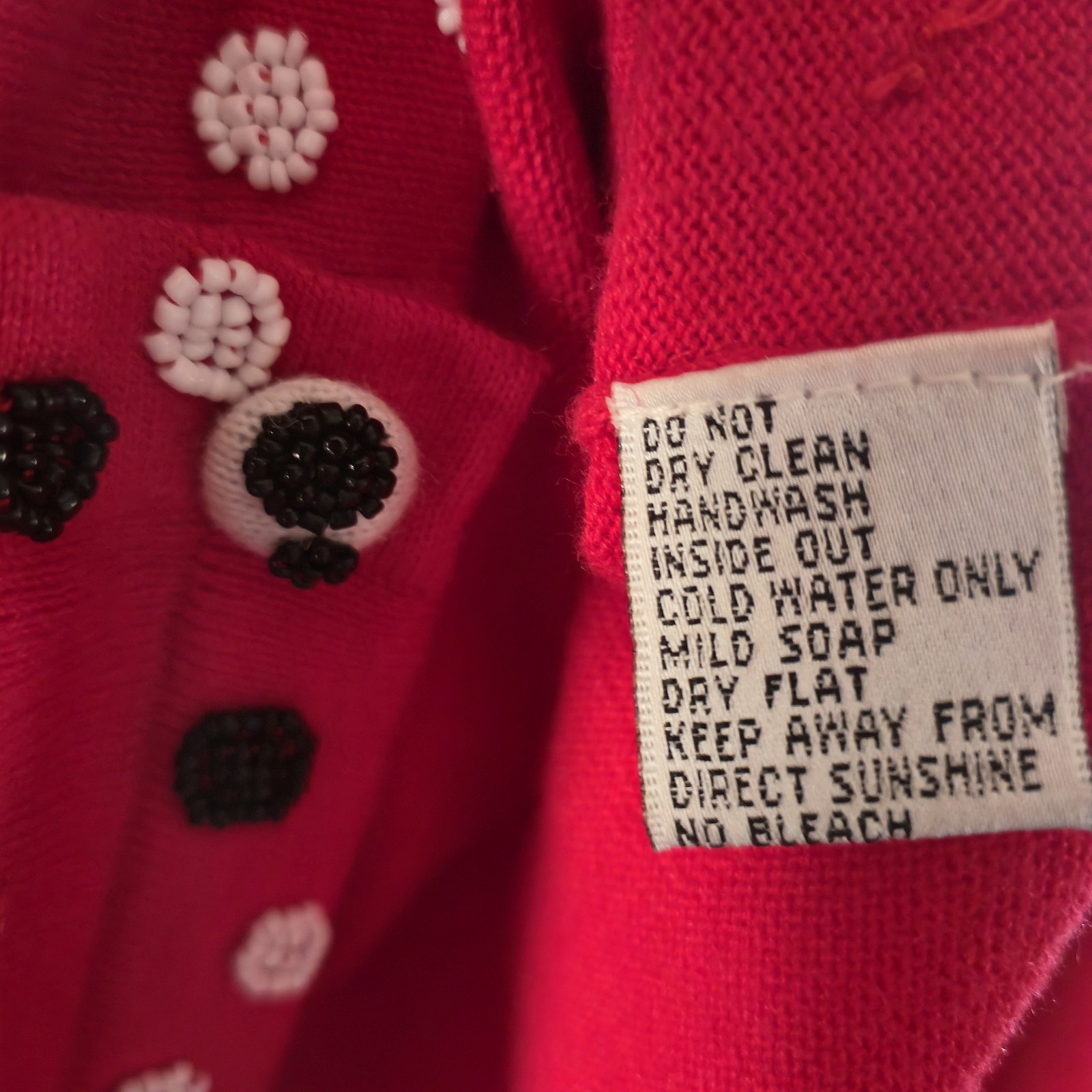 Vintage Dancing Cow Jack B Quick Red Whimsical Small Beaded Sweater Ramie 🐮❤️