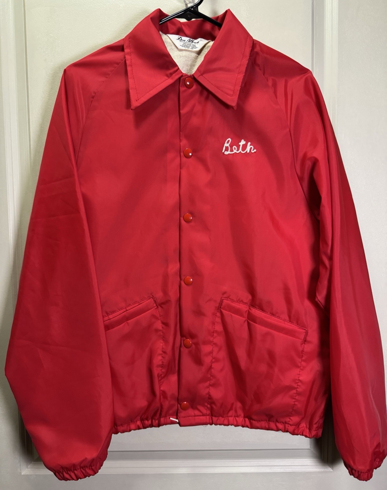LARGE 70s Vintage Beth Embroidered Name Ed’s Hideaway Coach’s Style Jacket