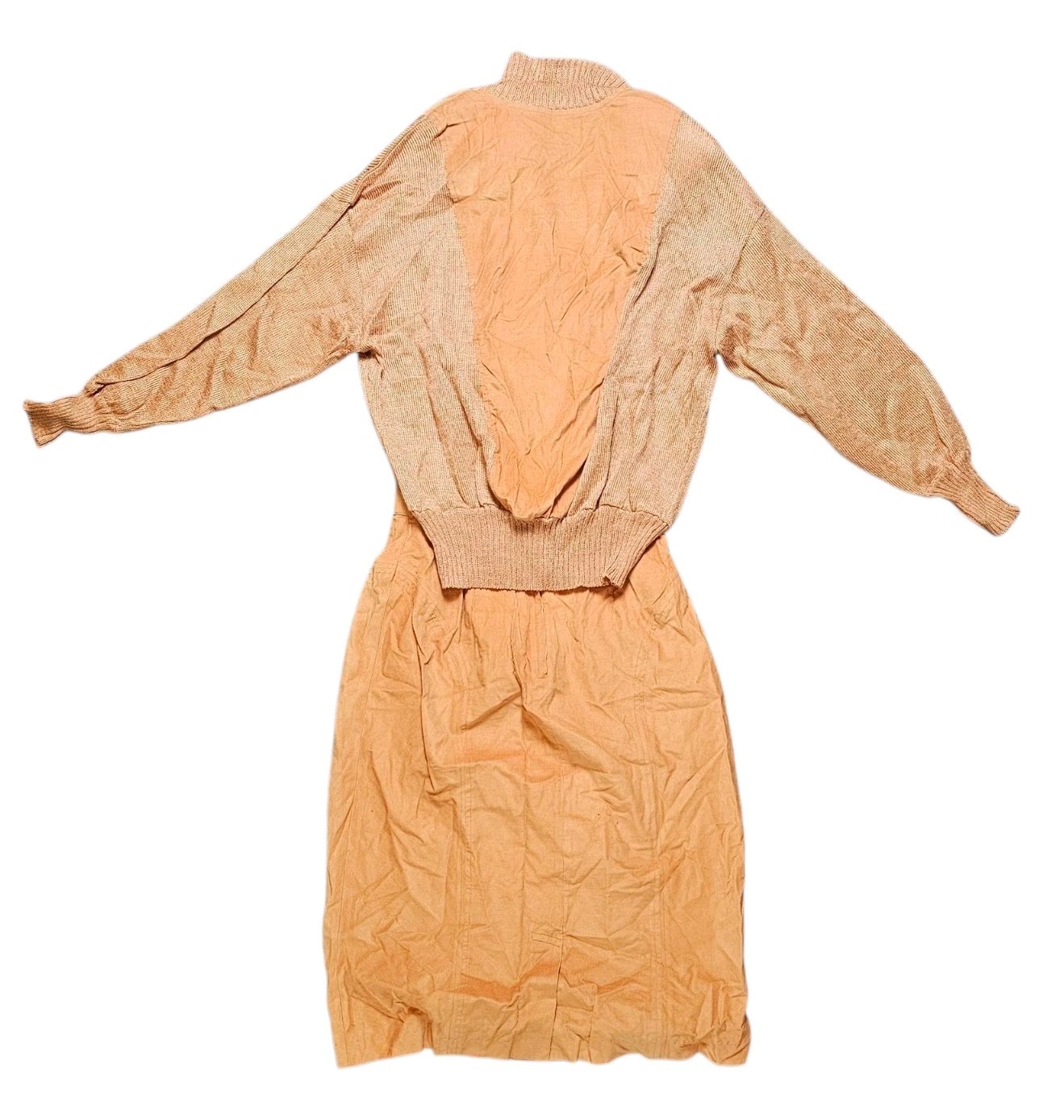 Vintage 1980s MARC D’ALCY Dolman Sleeves Deep V Sweater And Skirt