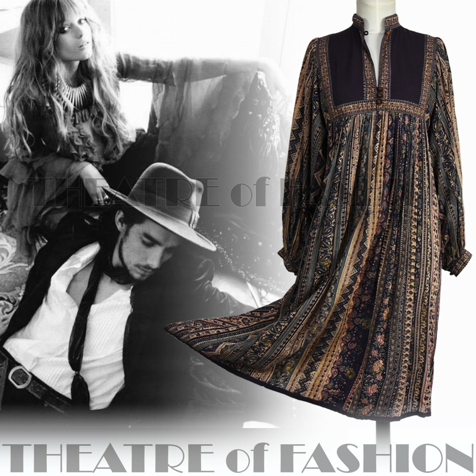 DRESS INDIAN PHOOL WEDDING 70s VINTAGE KAFTAN BOHO HIPPY-LUXE GODDESS M L XL XXL