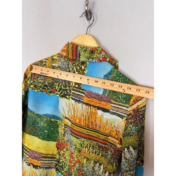 Vintage Western Prairies Mountain Button Down Shirt Disco Retro 70s Women M